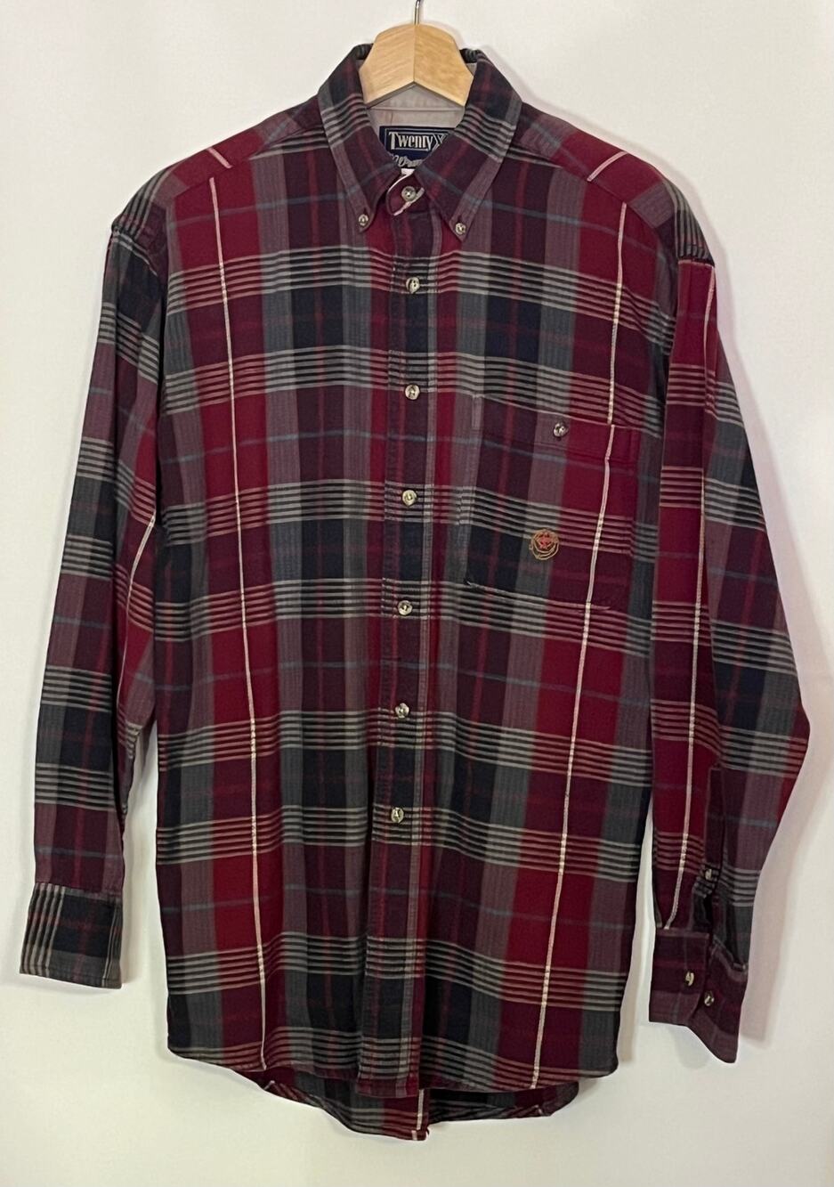 Twenty X Wrangler Button-Down Long-Sleeve Plaid Men's Shirt Size M